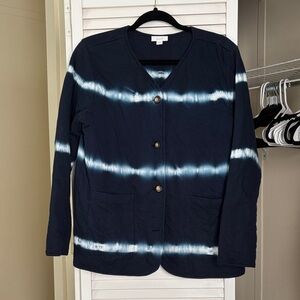 Navy Tie-Dye Cardigan with Buttons